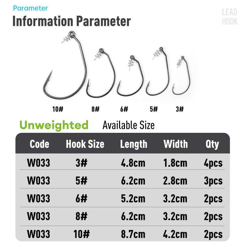 Kingdom 3# 5# 6# 8# 10# Carbon Steel Soft Bait Spring Lock Fishing Hooks S260305