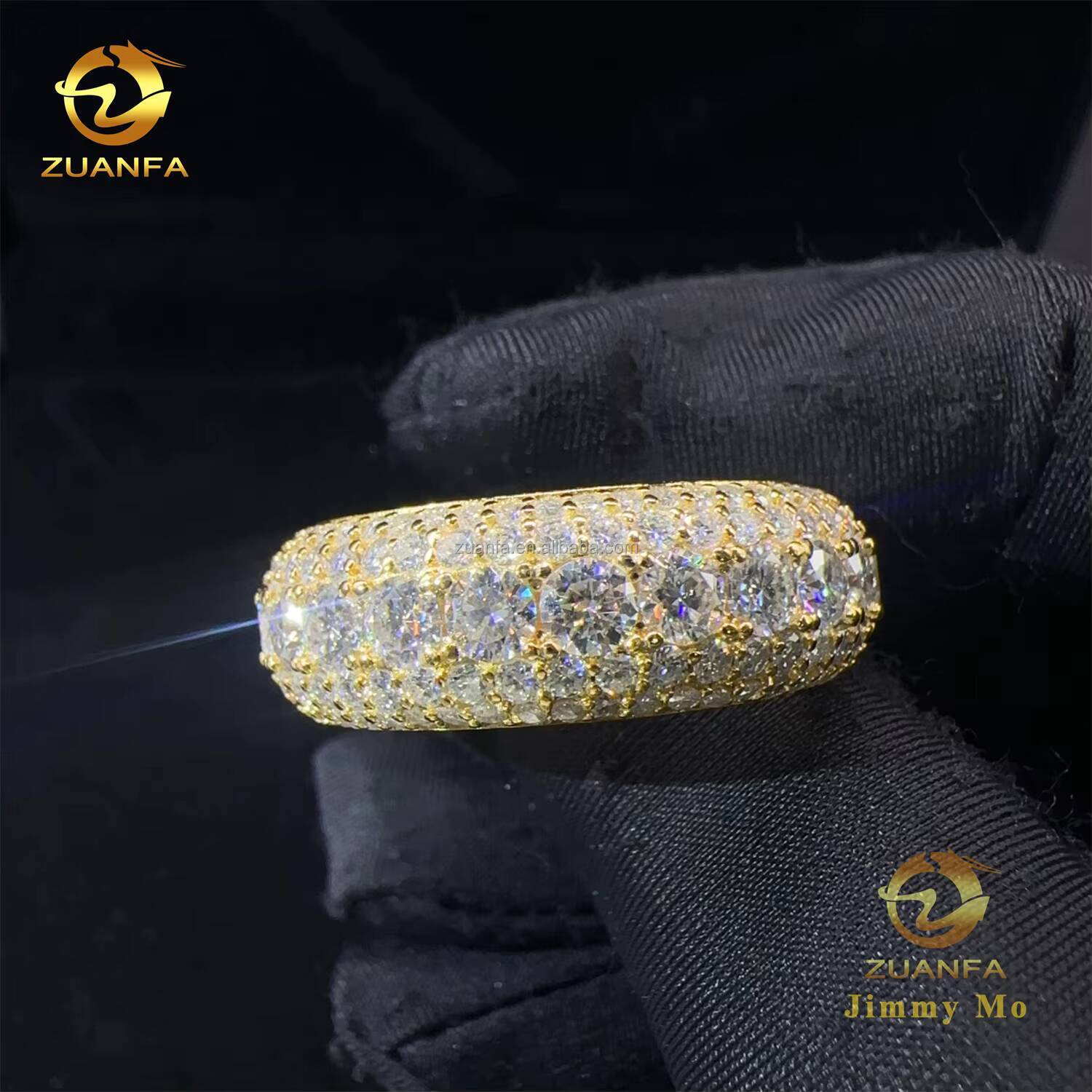 High End Luxury 925 Solid Silver Bridal Wedding Jewelry VVS1 5Rows Stone VVS1Brilliant Moissanite Eternity Engagement Band Ring