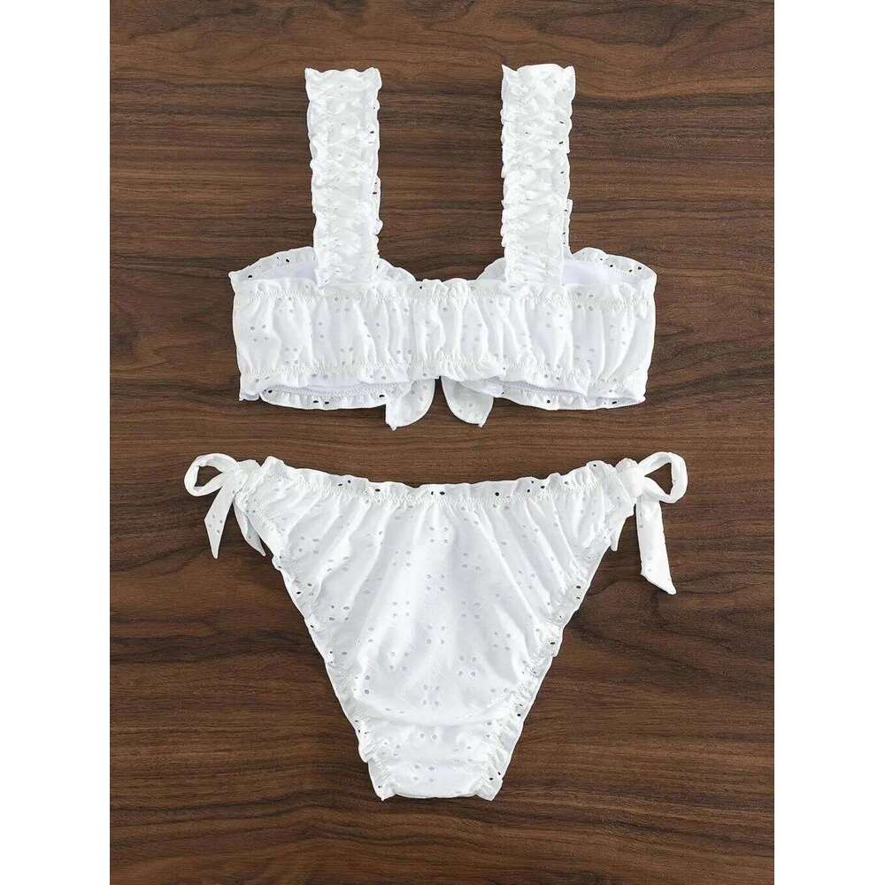 Schiffy Knot Front Tie Side Bikinis 2025 White Swimsuit Women Swimwear Female Sexy Bathers Bathing Swimming Swim Suit Beachwear XJ260206