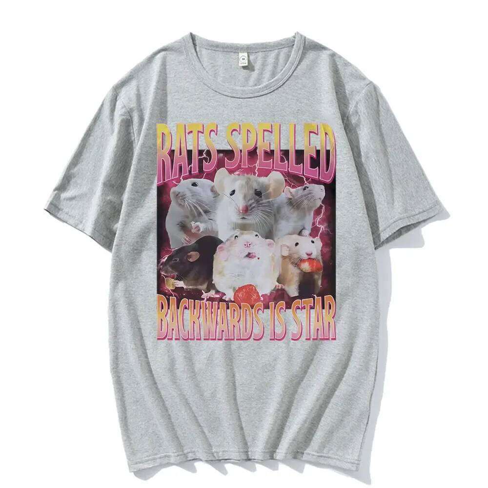 Funny Rats Spelled Backwards Is Star Printed T-shirts Fashion Short Sleeve T Shirt Women Casual Oversized T-shirt Streetwear Y2K XJ260306