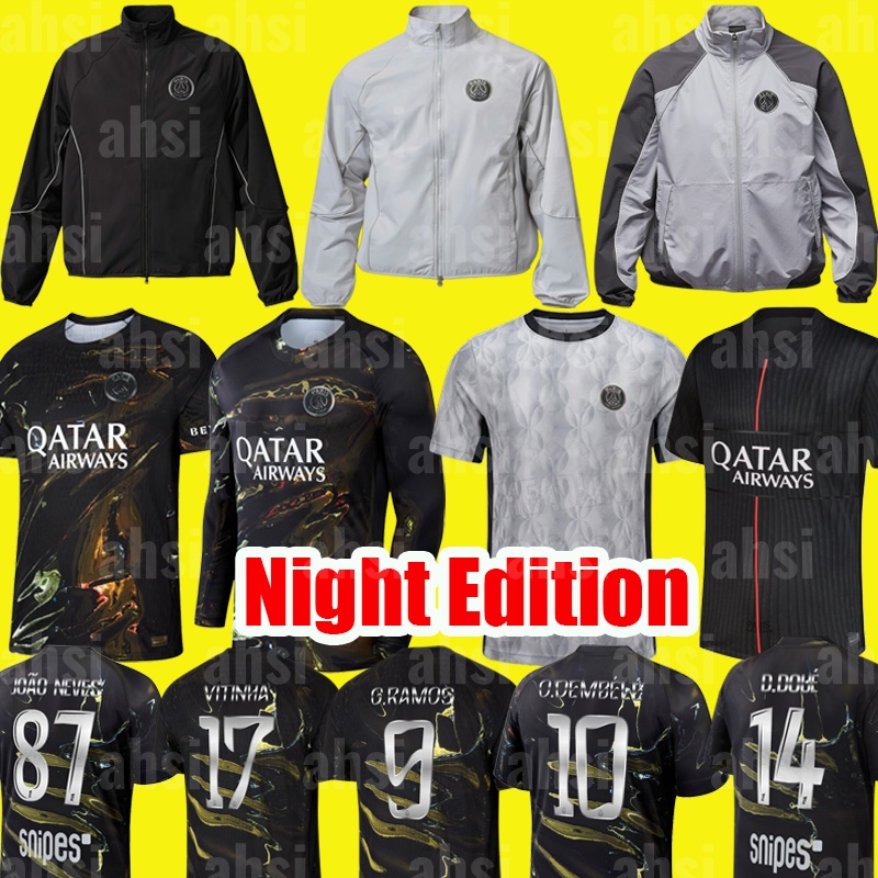 psges jersey 25 26 maillot de foot O. DEMBELE hakimi G. RAMOS football shirts men soccer jerseys kids set pink fourth kits Art Basel 3 Paradis Pre Match Night Edition 5th