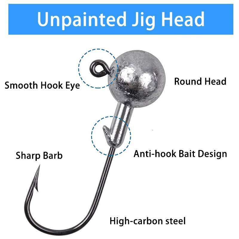 50pcs/set Crappie Heads Hooks 1g 2g 3.5g Crank Jig Head Fishing Hook Lures Bait Soft Worm Fishhook Accessories For F S260305