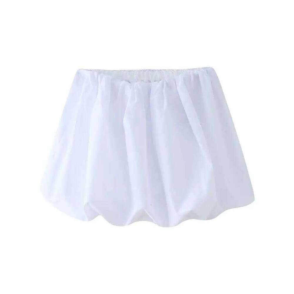 DUOPERI Women's Solid Mini Balloon Fashion High Elastic Waist Female Chic Lady Casual Y2K Short Skirt XJ260309