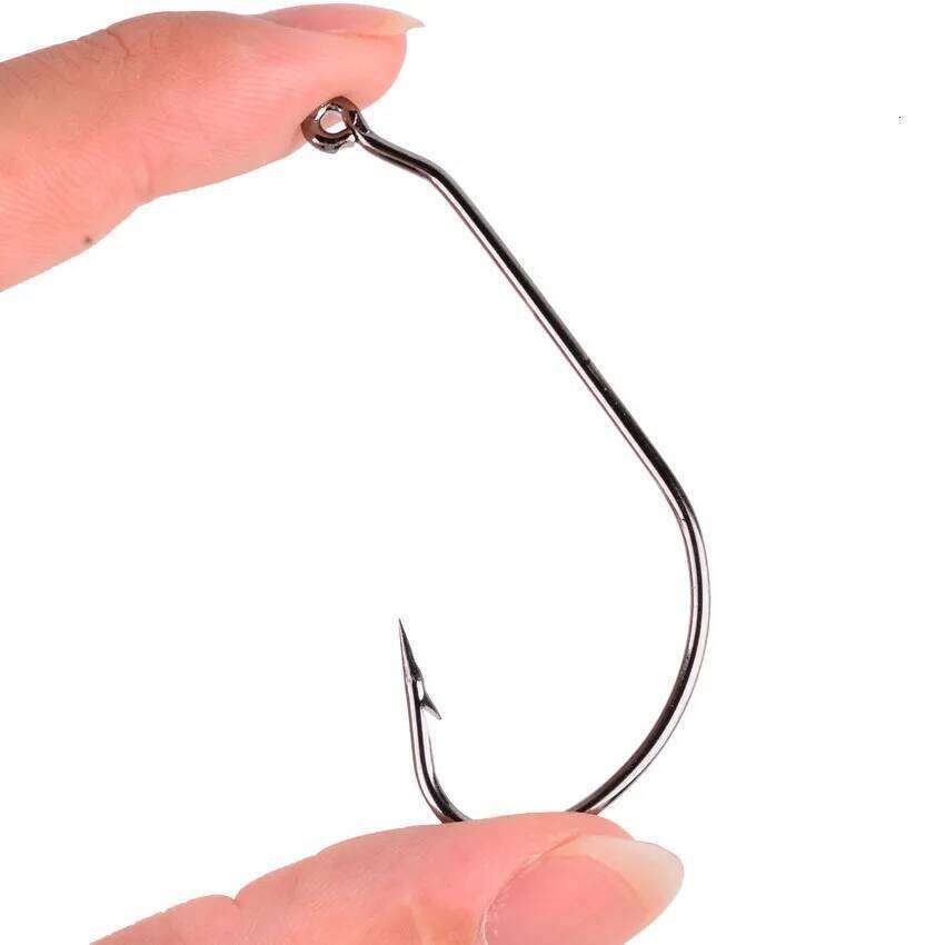 10pc/box Set Carbon Steel Wide Crank Offset Fishhook for Soft Worm Lure Barbed Hook carp Fishing Hooks Tackle S260305