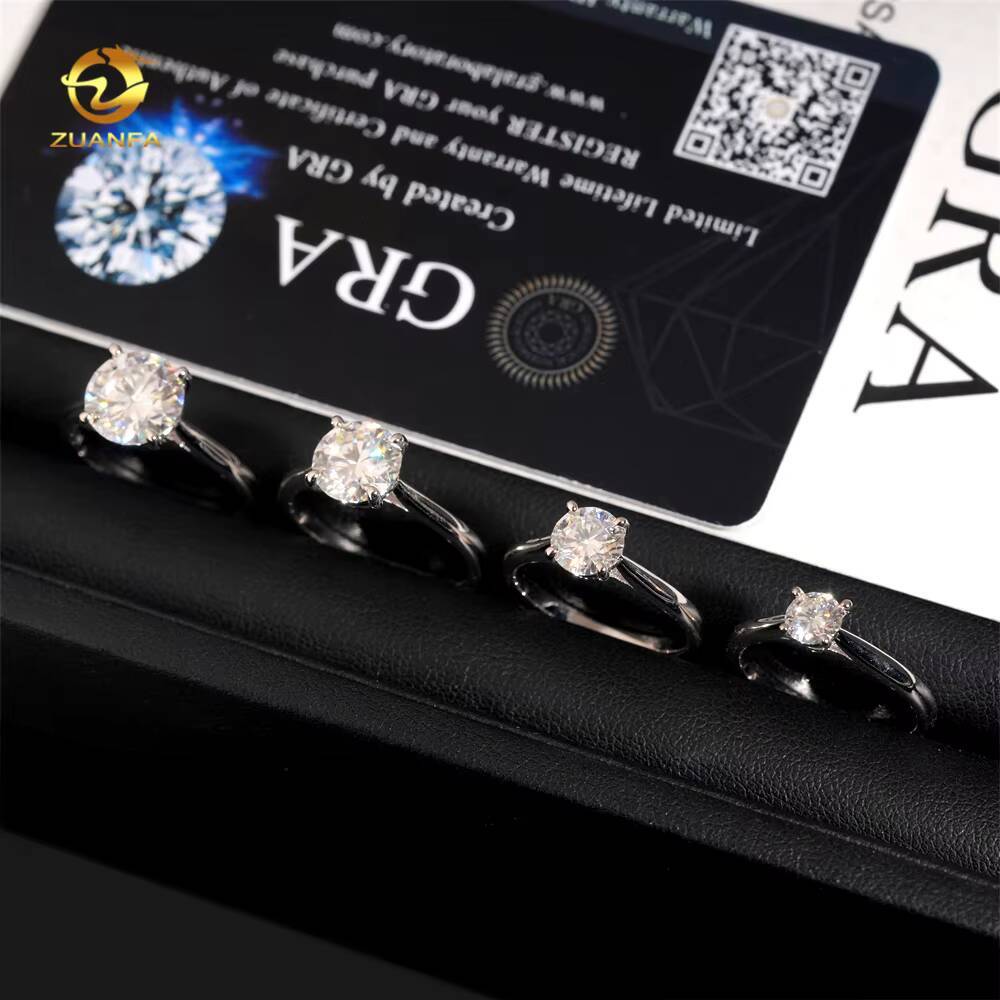 05ct 1ct 2ct 3ct Moissanite Diamond Engagement Rings 925 Silver 4 Prong Wedding Ring Pass diamond tester Solitaire women ring