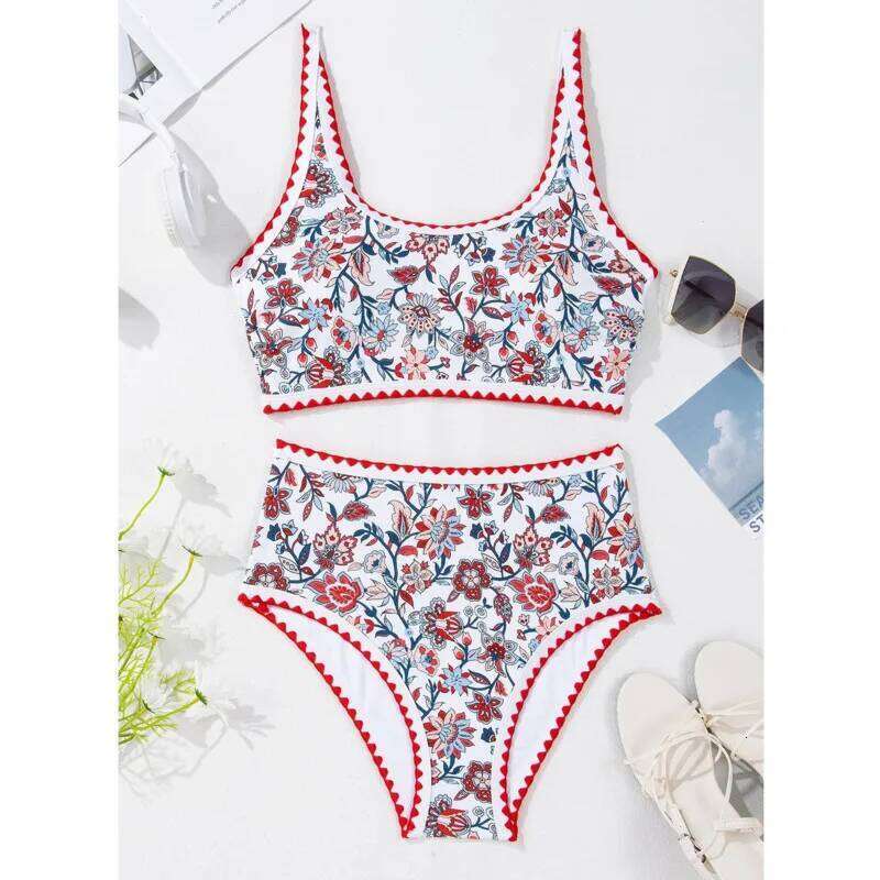 New Sexy Bikinis Print Swimsuits Women's Swimwear Push Up Female Beach Swim Wear Bathing Suits High Waist Bikini Set Pool Bather XJ260206