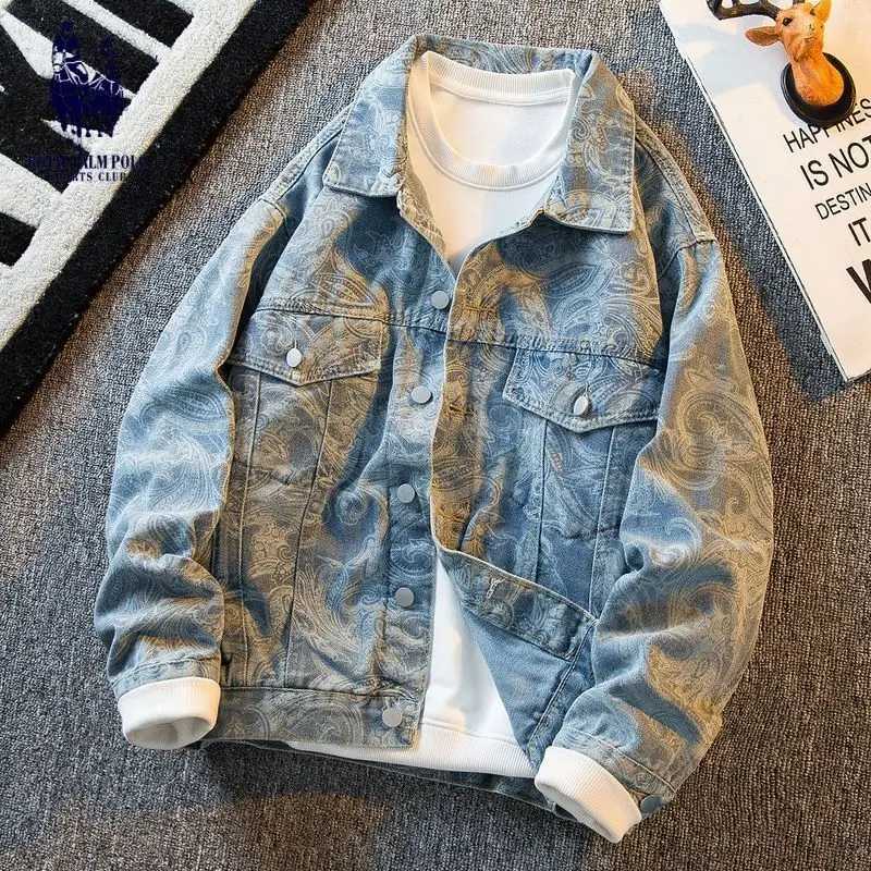 Clothing Cashew Flower Printed Vintage Stylish Retro Jacket for Men Casual Designer and Cotton Fabric Streetwear Jacket M260309