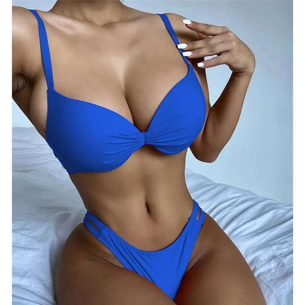 Sexy Red Push Up Swimsuits Women Bikinis Sets 2025 Mujer Swimwear Ruched High Cut Bathing Suit Biquinis Underwire Bikini Bathers XJ260206