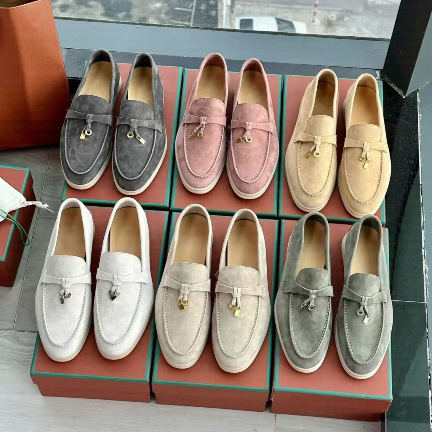 Loafers Designer shoes Walk Charms suede Casual Shoes Mens Womens Suede Couple Shoe Genuine Leather Flat For Men Women Size 35-46