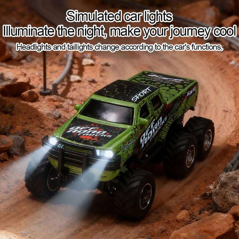 1/64 RC 2.4G Mini Off-road High-Speed 6-wheel Alloy Remote Control Car Rechargeable Belt Shock Absorption Boys Toys Gifts C260306