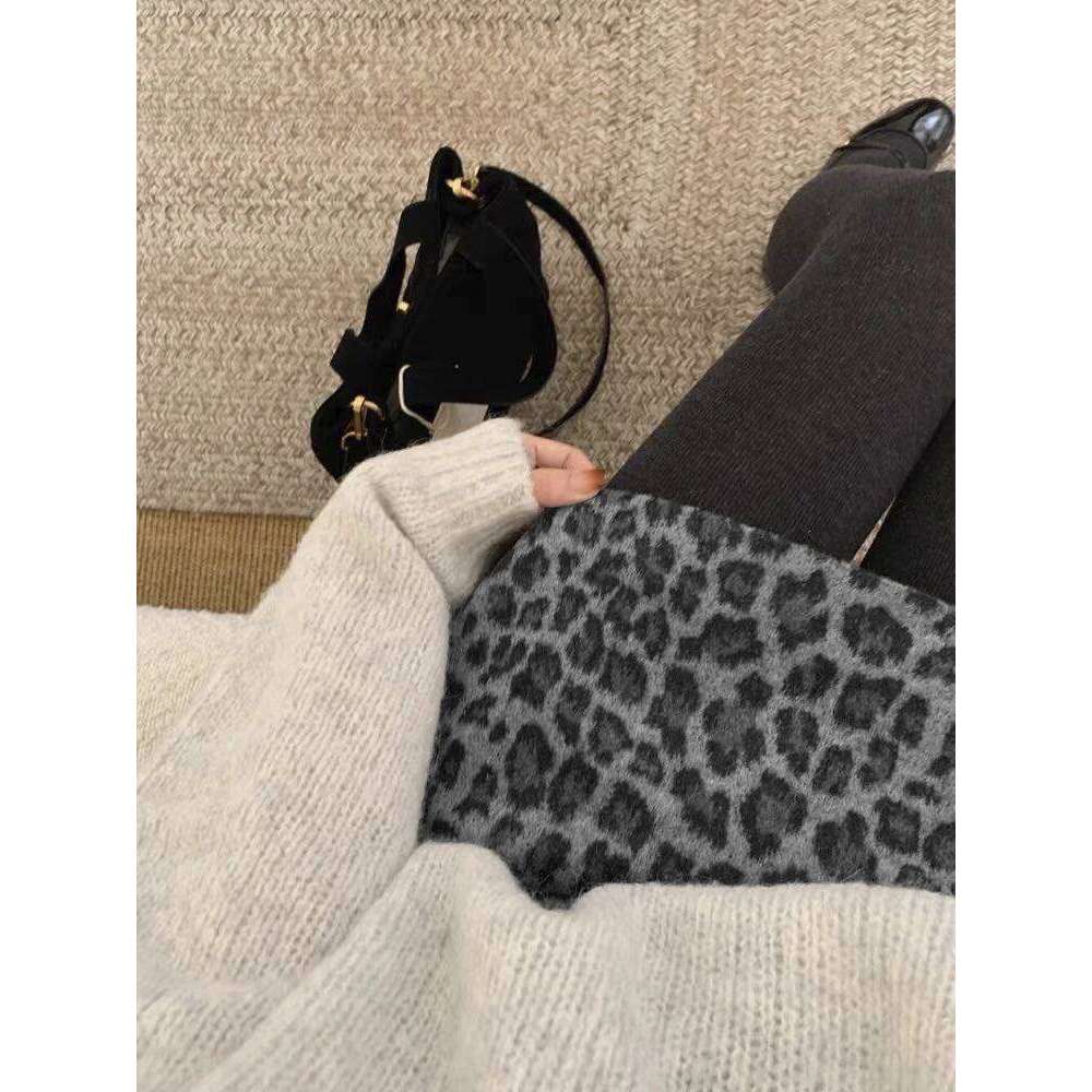 Women's 2025 Autumn Winter Leopard Print Mini - High Waisted A-Line Slimming Versatile Retro Bodycon Midi Skirt XJ260309
