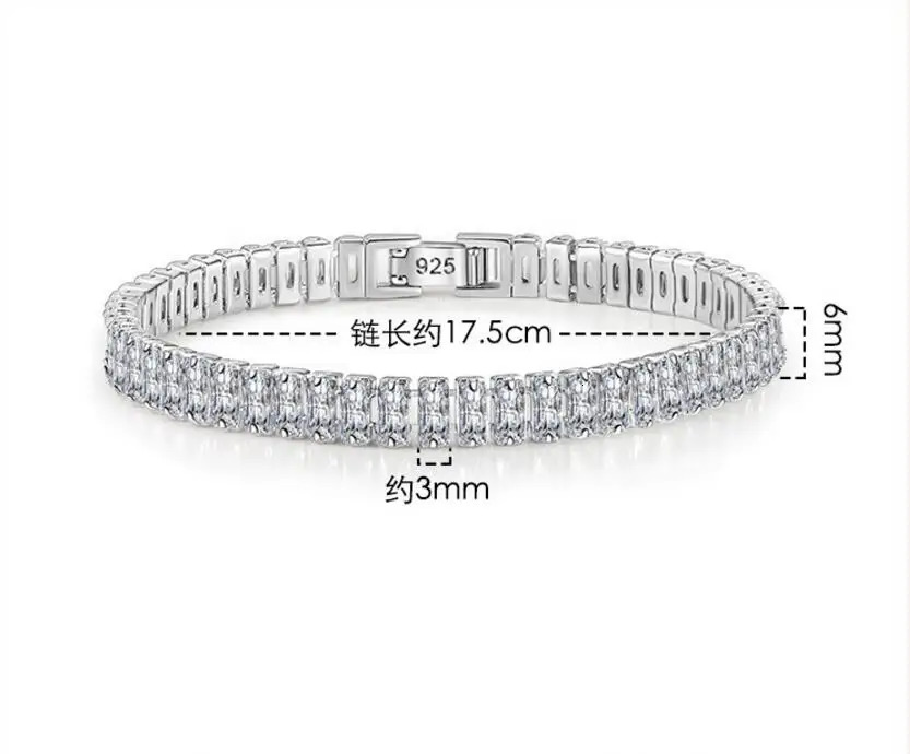 3mm 4mm 5mm 65mm Diamond Tennis Bracelet for Women Men GRA Certificate 925 Sterling Silver Mens Gift Sapphire 260228