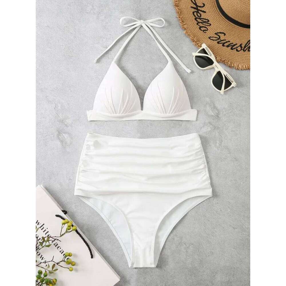 Triangle Bikinis 2025 Women Push Up Swimsuit Solid Sexy High Waist Swimwear Female Swimming Bathing Suit Summer Beachwear XJ260206
