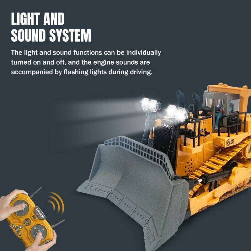 Vehicle Toy Remote Control Bulldozer with Metal Dozer Model Toys for Boys Kids Christmas Birthday Gifts C260306