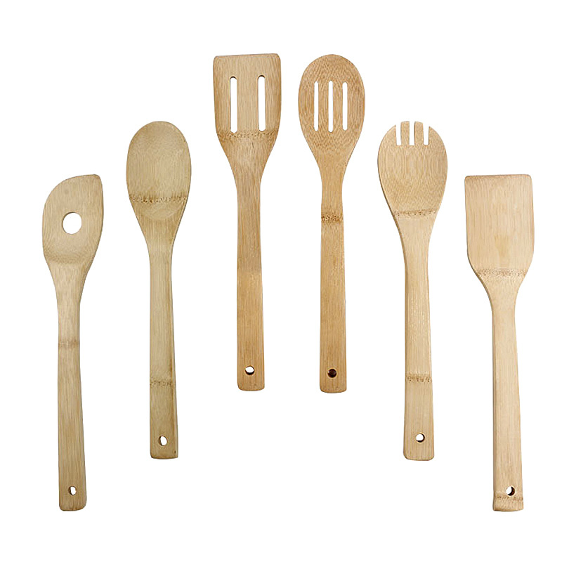 Kitchenware 6 Piece Wooden Utensil Set Eco Friendly Spoons Spatulas Cooking Ideal for Dining Room Household and Outdoor Use Durable Tableware Gadgets