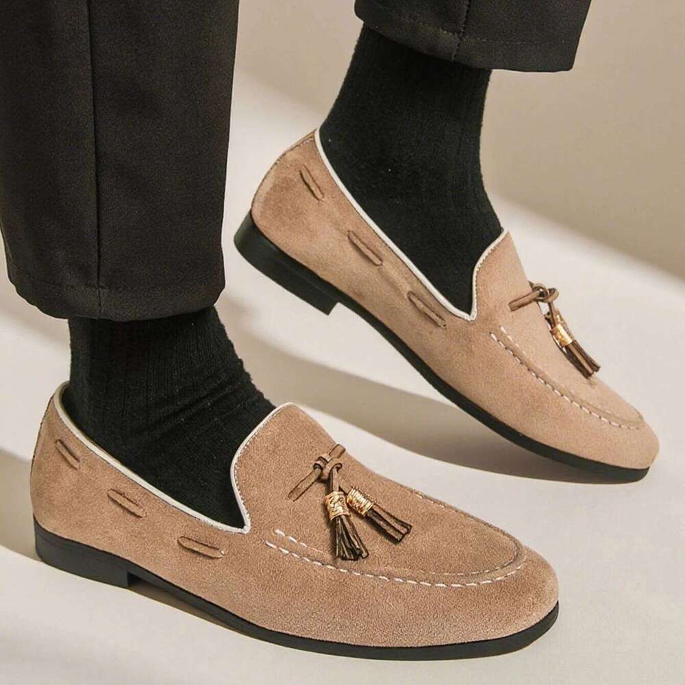 New Fashion Tassel Slip On Loafers Suede Leather Men Shoes Classic Dress Office Daily Business Party Casual Shoe for Man