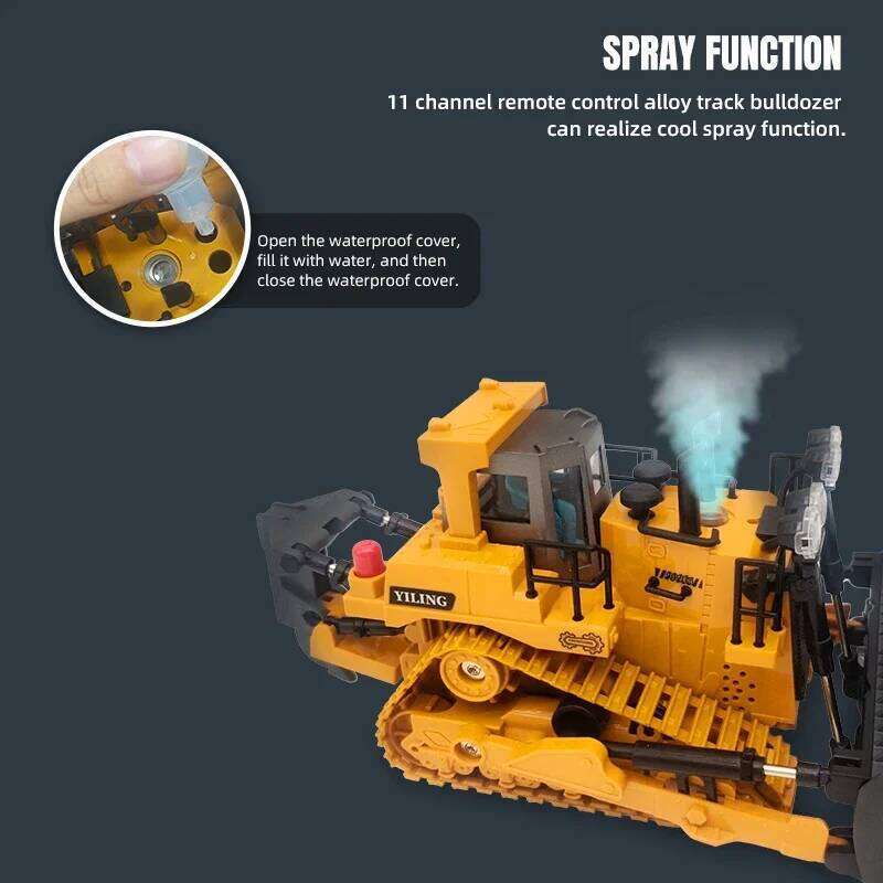 Vehicle Toy Remote Control Bulldozer with Metal Dozer Model Toys for Boys Kids Christmas Birthday Gifts C260306