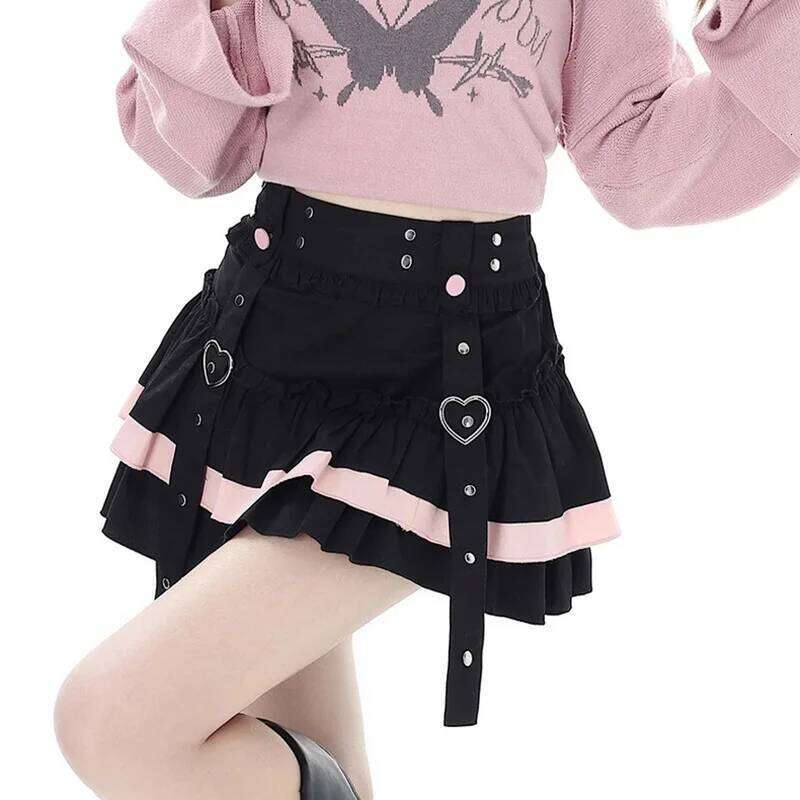 Japan Lolita Mini Skirt Hotsweet Kawaii Bandage Patchwork Cake Summer All Match Streetwear Chic A Line Exquisite Skirts XJ260309