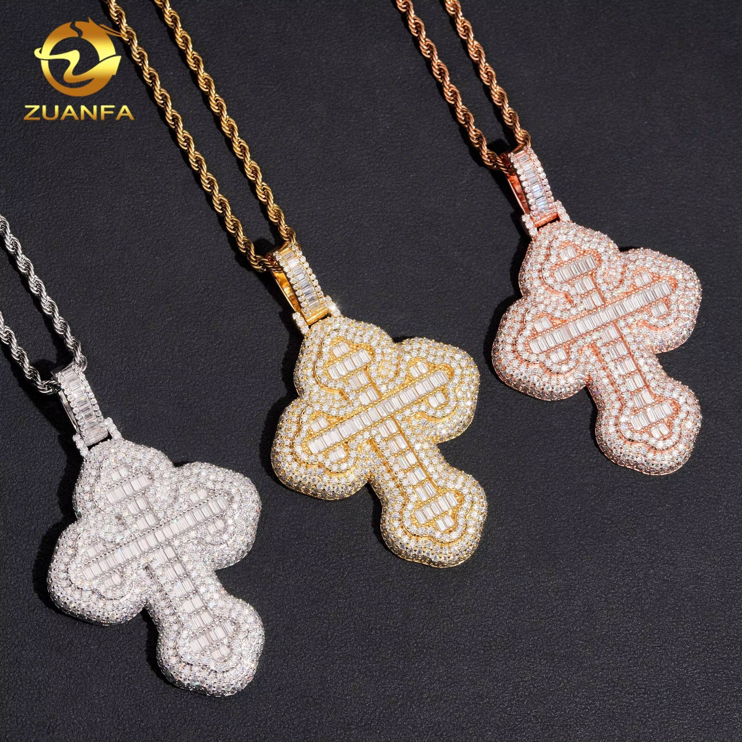 Pass Diamond Tester Fully Iced Out Top Quality 925 Silver Hip Hop Cross Men VVS Moissanite Pendant