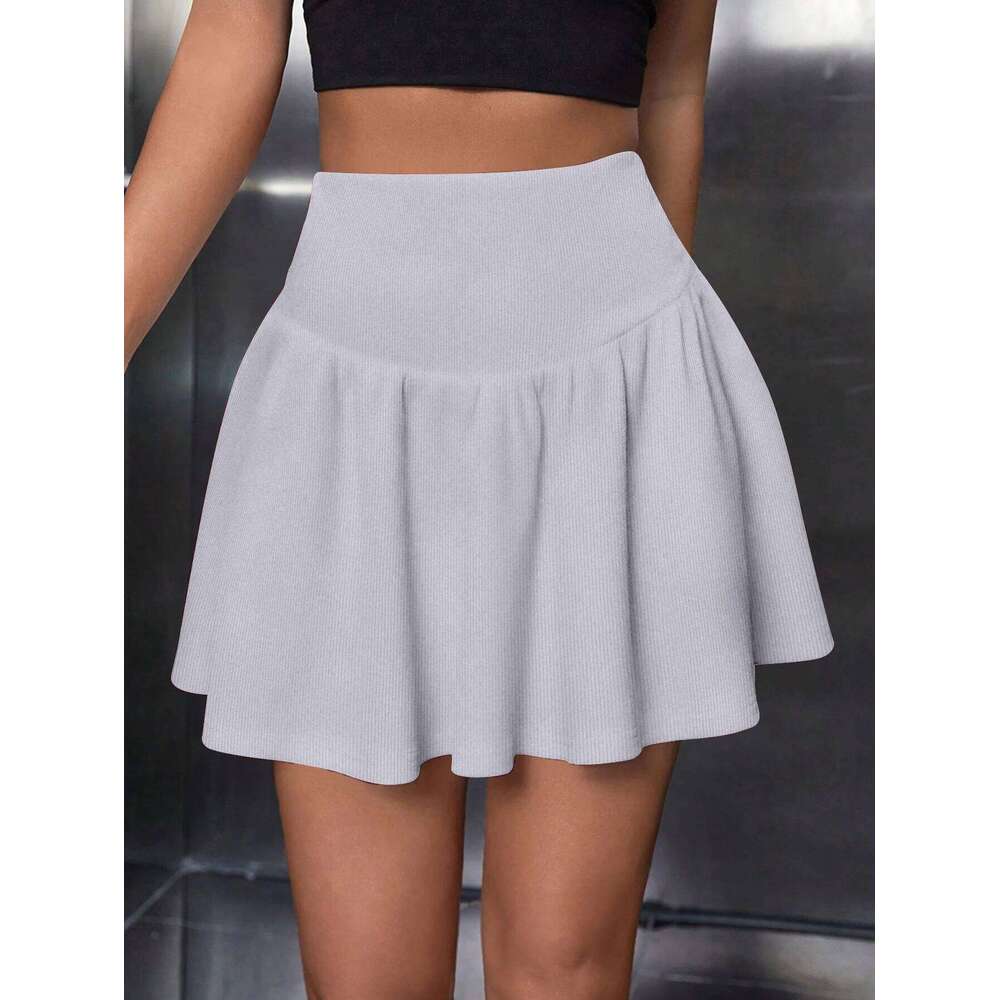 Sexy Halter Short Summer Solid Color Y2K Style Folding Slim High Women's Casual Mini Skirt XJ260309