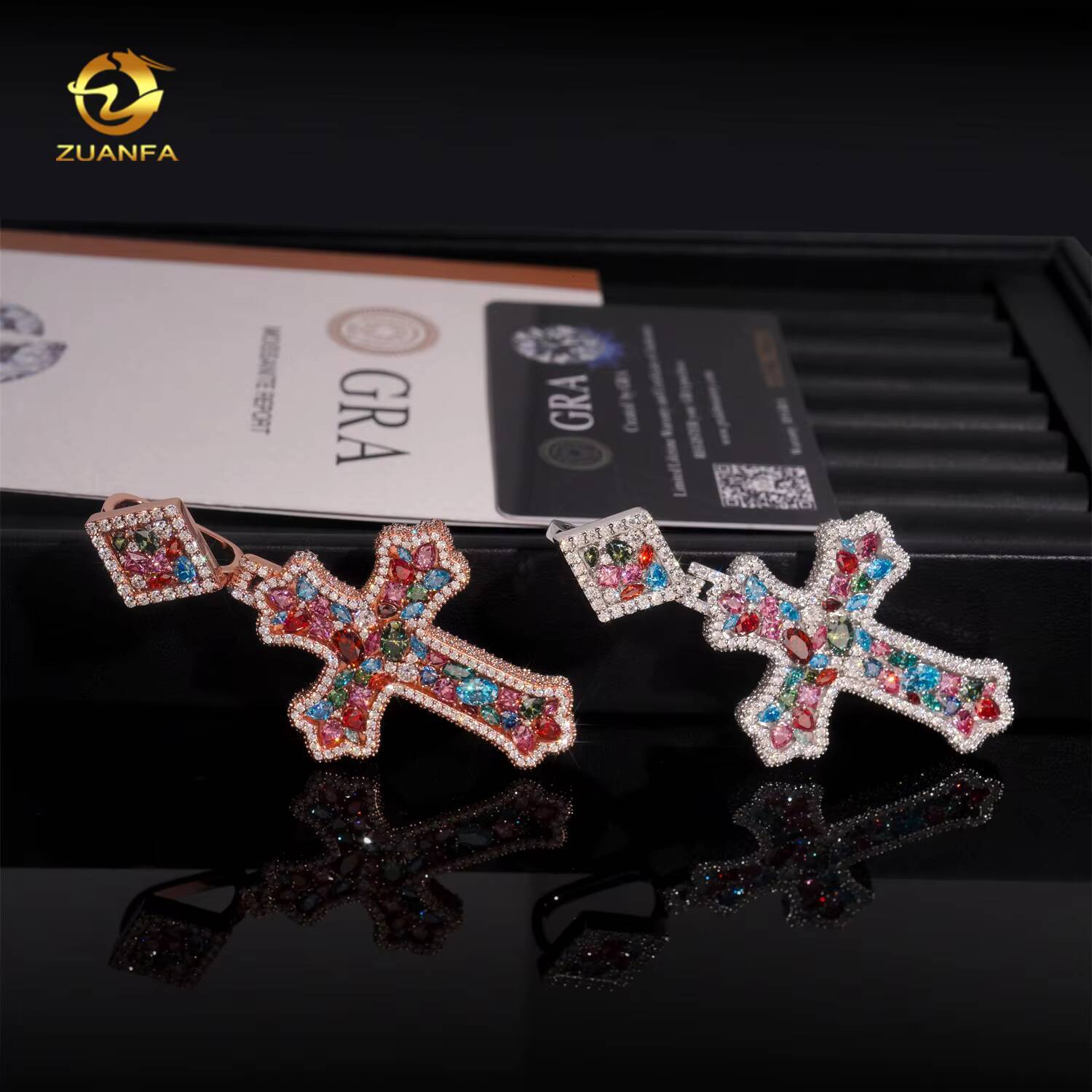 Luxury Cross Pendant Moissanite Hip Hop Jewelry Iced Out Pendant 925 Silver Color Moissanite Cross Pendant