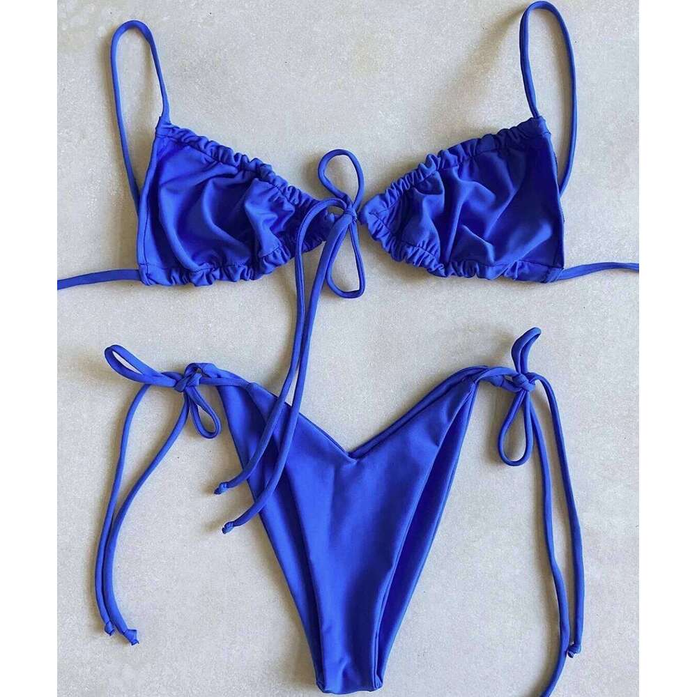 2020 women's loop strap double face plain swimsuit sexy bikini swimming pool party essential NEW XJ260206