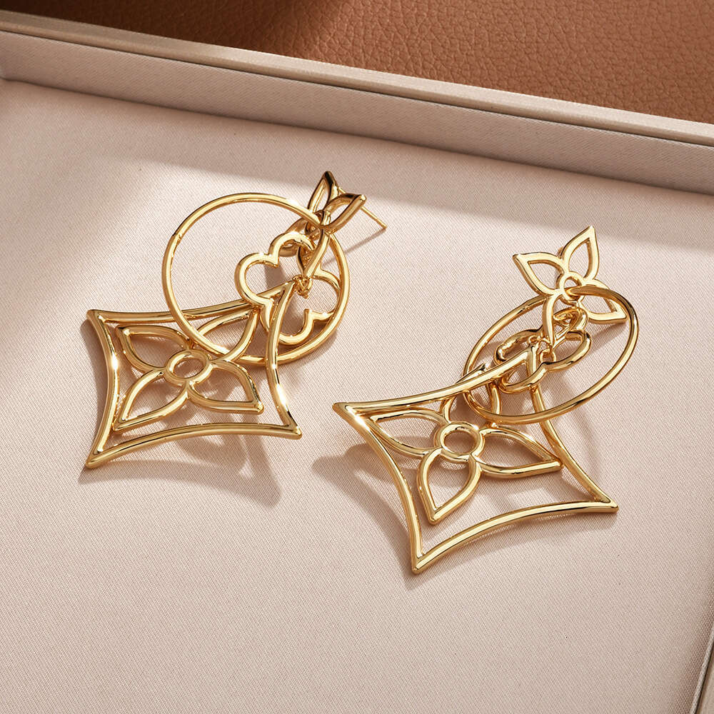 Womens Jewelry Earrings stud fashionable gold geometric earrings hollow square circle simple personality earrings perfect for casual gathering