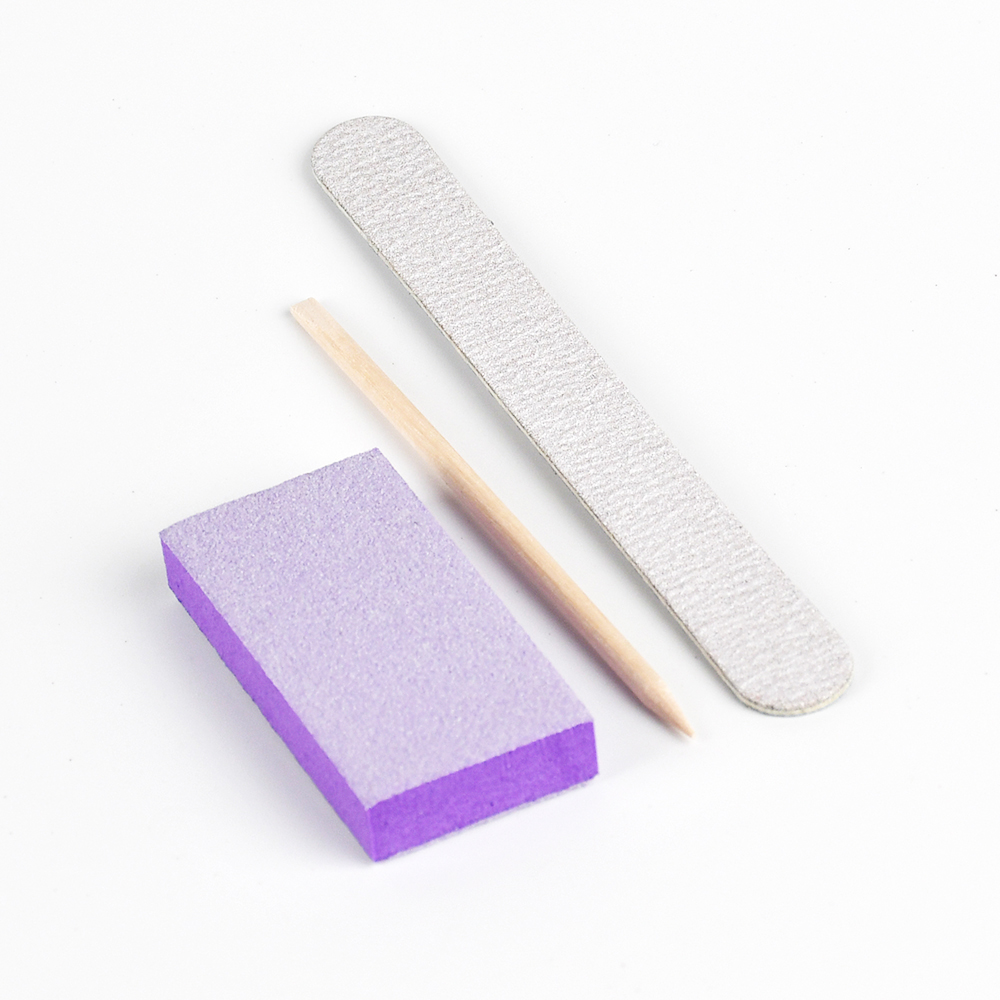 Disposable Manicure 3 Piece Nail Kit, Wood Nail File 100/180 Grit, Mini Buffer 80/100 Grit, Wood Stick,300Set