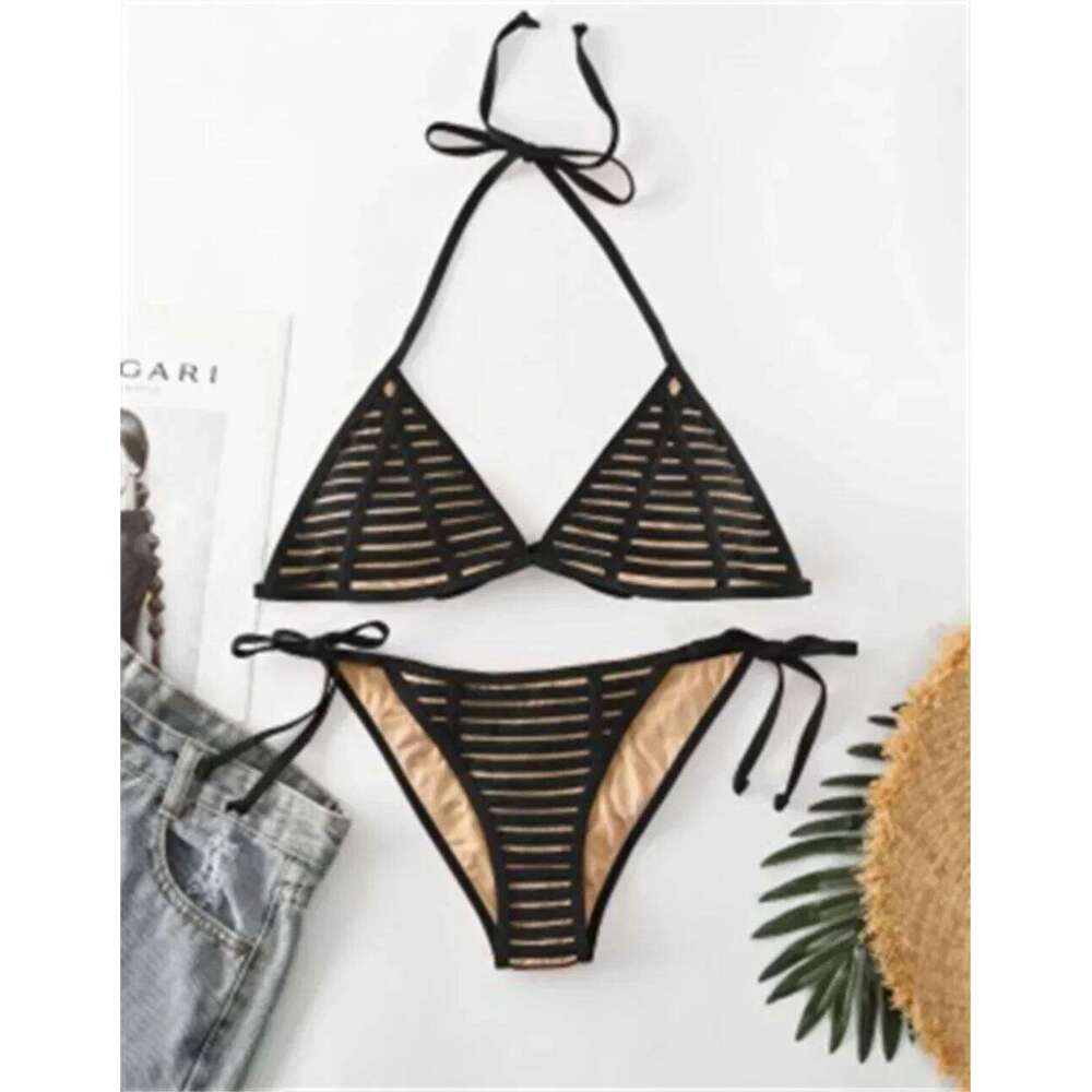 Black Sexy Micro Bikini Triangle Swimsuit Punk Swimwear Halter String Women Trend Two Piece Beach Thong Bathing Suit Bikinis Set XJ260206