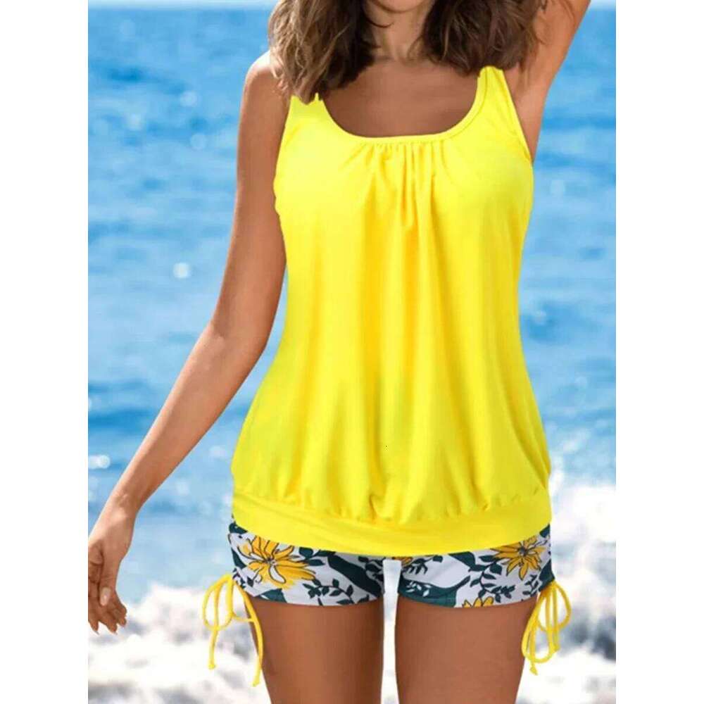 5XL Large Plus Size Swimsuit Women Tankini 2025 Sexy Bikini Two Pieces Set High Waist Swimwear Female Bathing Suit Beach Bathers XJ260206