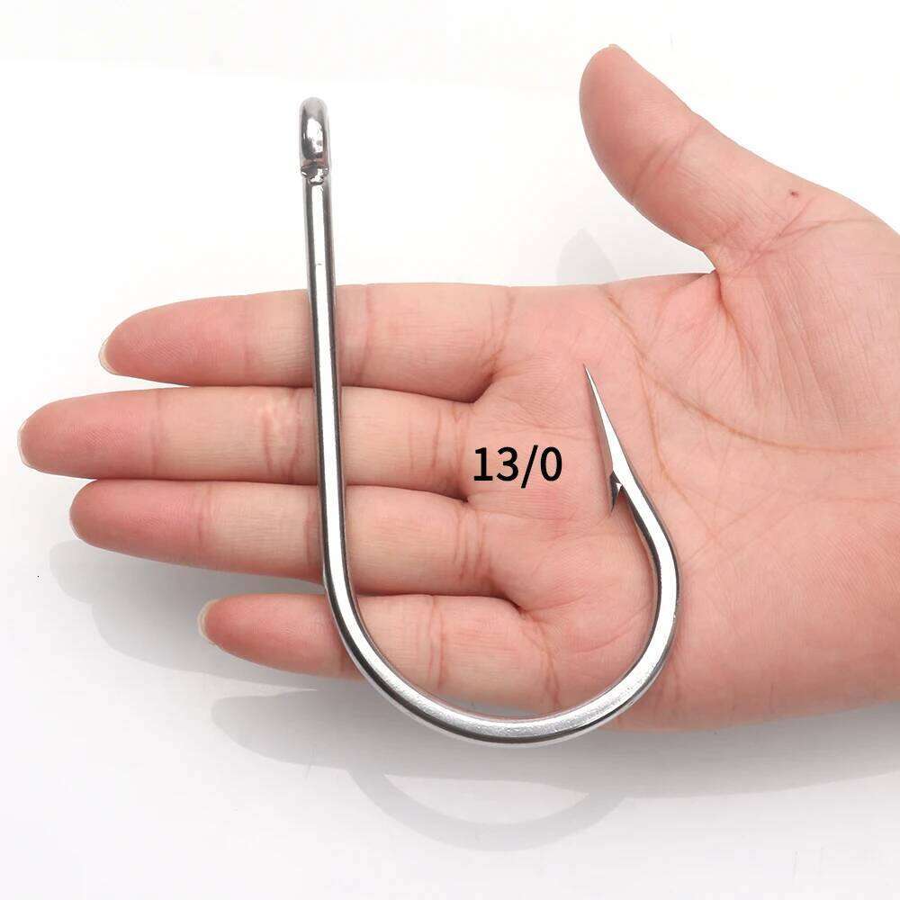 Ellllv 5/0 -13/0 Sea J Shape Hook Large Size Stainless Steel Fishhook for Chunking Jigging Tuna Shark Trolling Fishing S260305