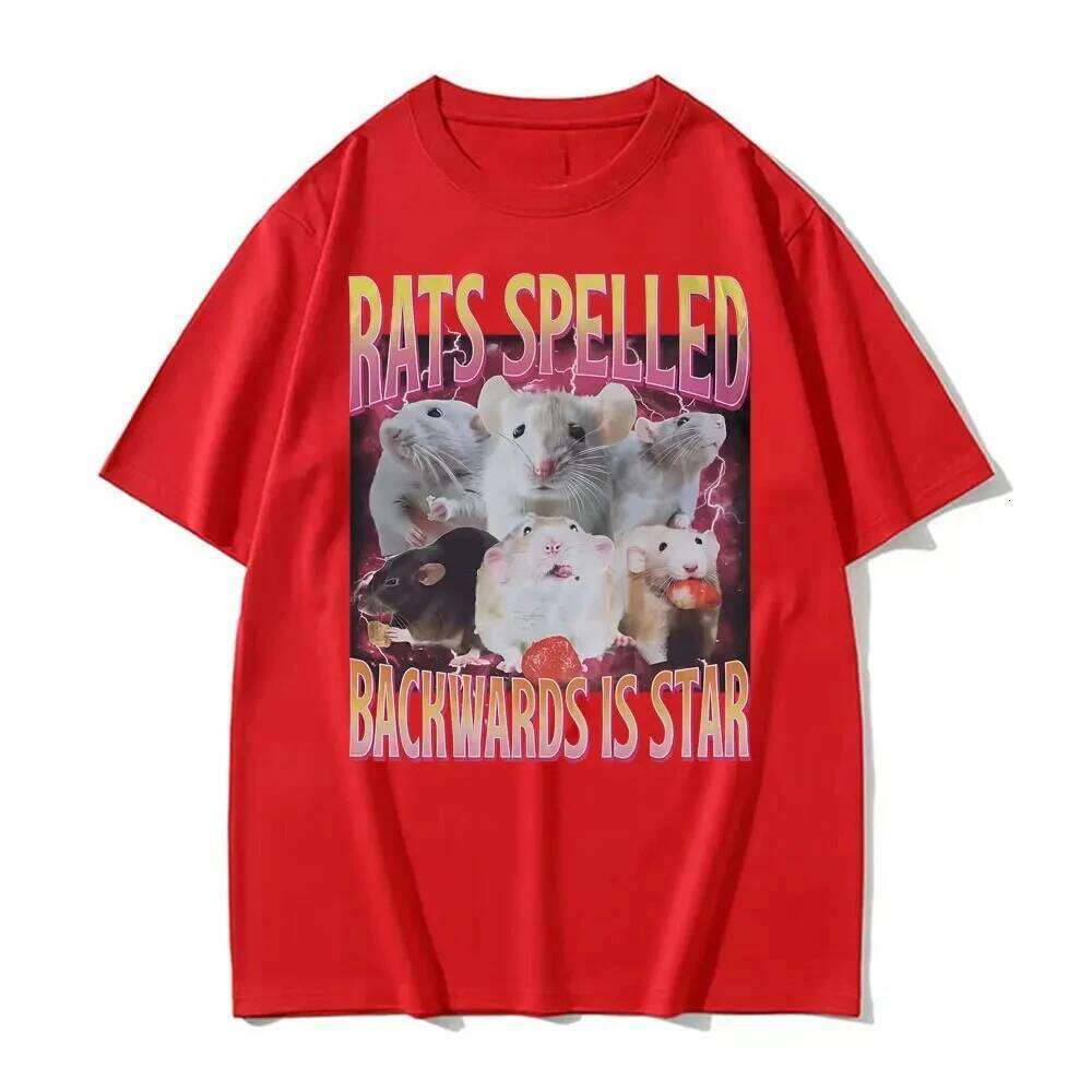 Funny Rats Spelled Backwards Is Star Printed T-shirts Fashion Short Sleeve T Shirt Women Casual Oversized T-shirt Streetwear Y2K XJ260306