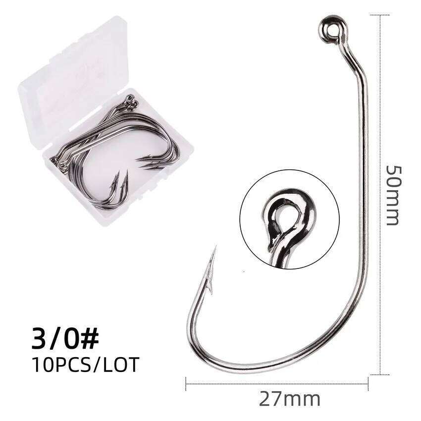 10pc/box Set Carbon Steel Wide Crank Offset Fishhook for Soft Worm Lure Barbed Hook carp Fishing Hooks Tackle S260305