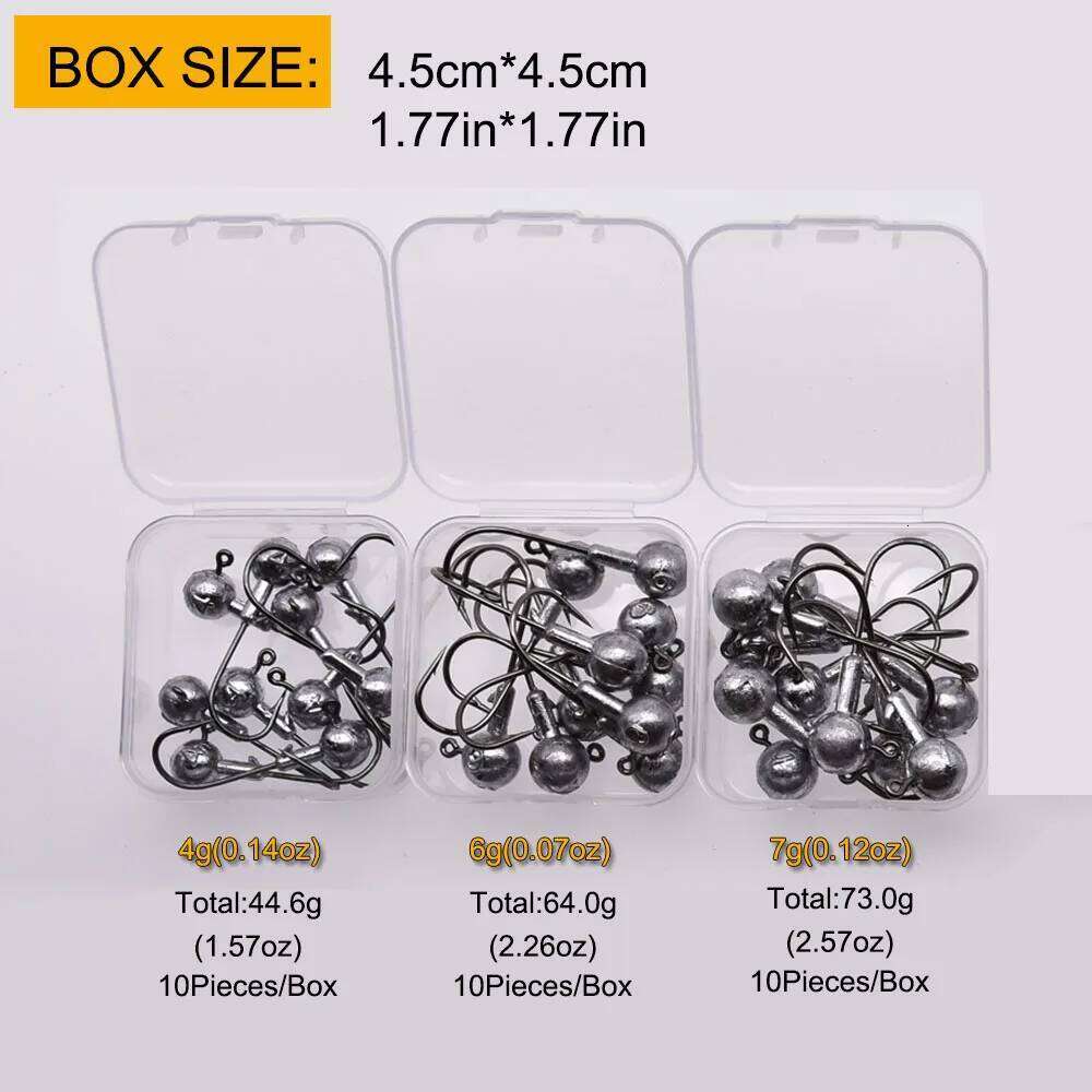 MrLurion1g 2g 3g 4g 6g 10g 25g 1Box jigging head hooks , all kinds of fishhooks,high quality fishing tackle for softbait S260305