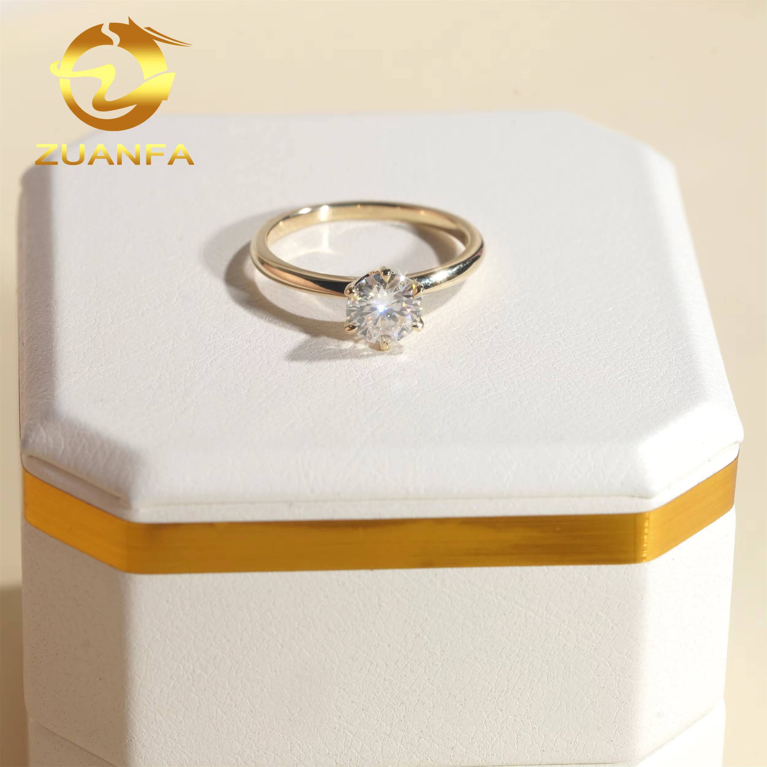 Classic 6 Prong 1 Ct Round Cut 10K Solid Gold Solitaire Ring Moissanite Diamond Engagement for Men and Women