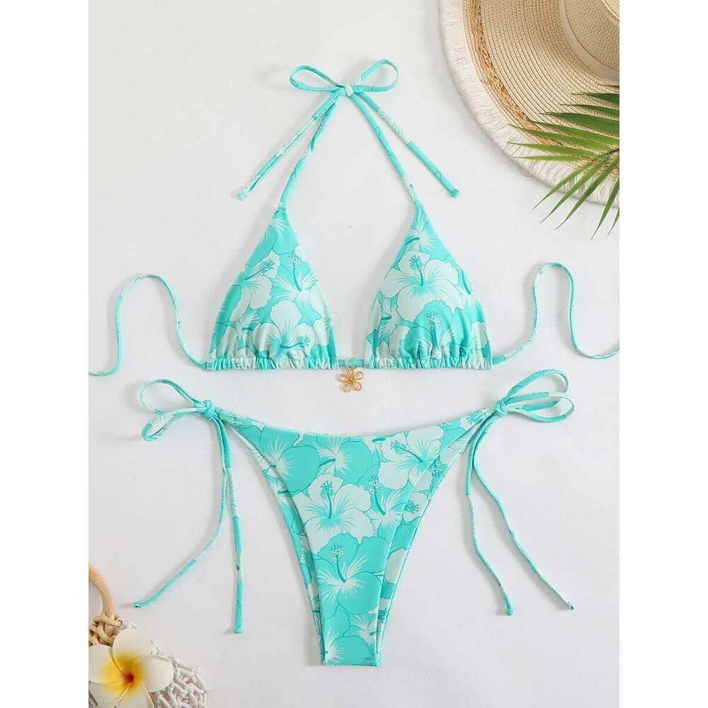 2025 Trend Women's Sexy Micro Thong Bikini Set Two-Piece Beach Wear Swimwear for Bathing XJ260206