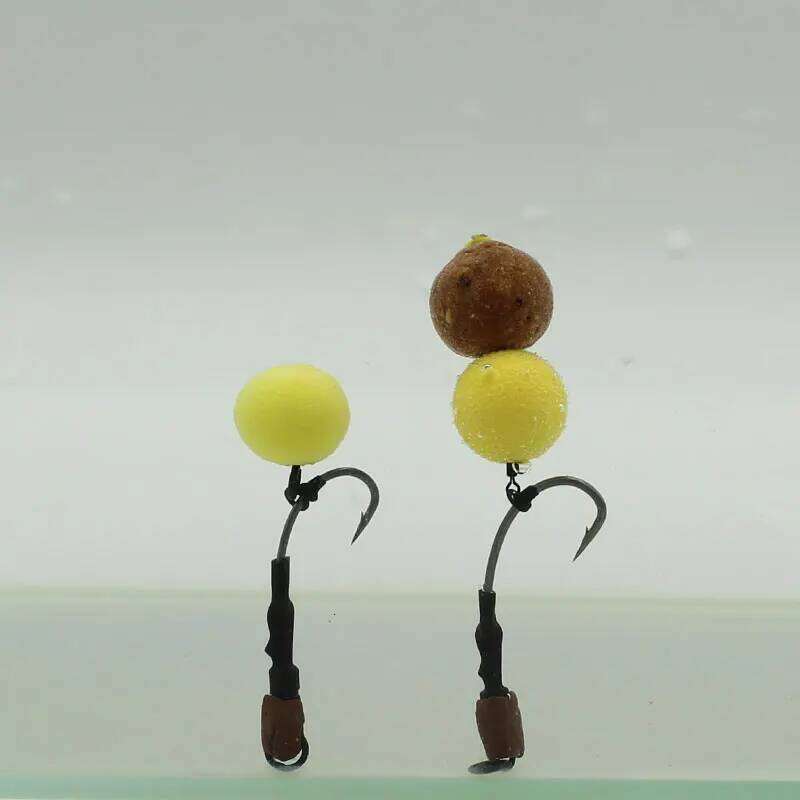 4PCS Coated Barbed Carp Fishing Ready Tied Ronnie Hook Links Hair Combi Chod Rig 4 6 8 S260305