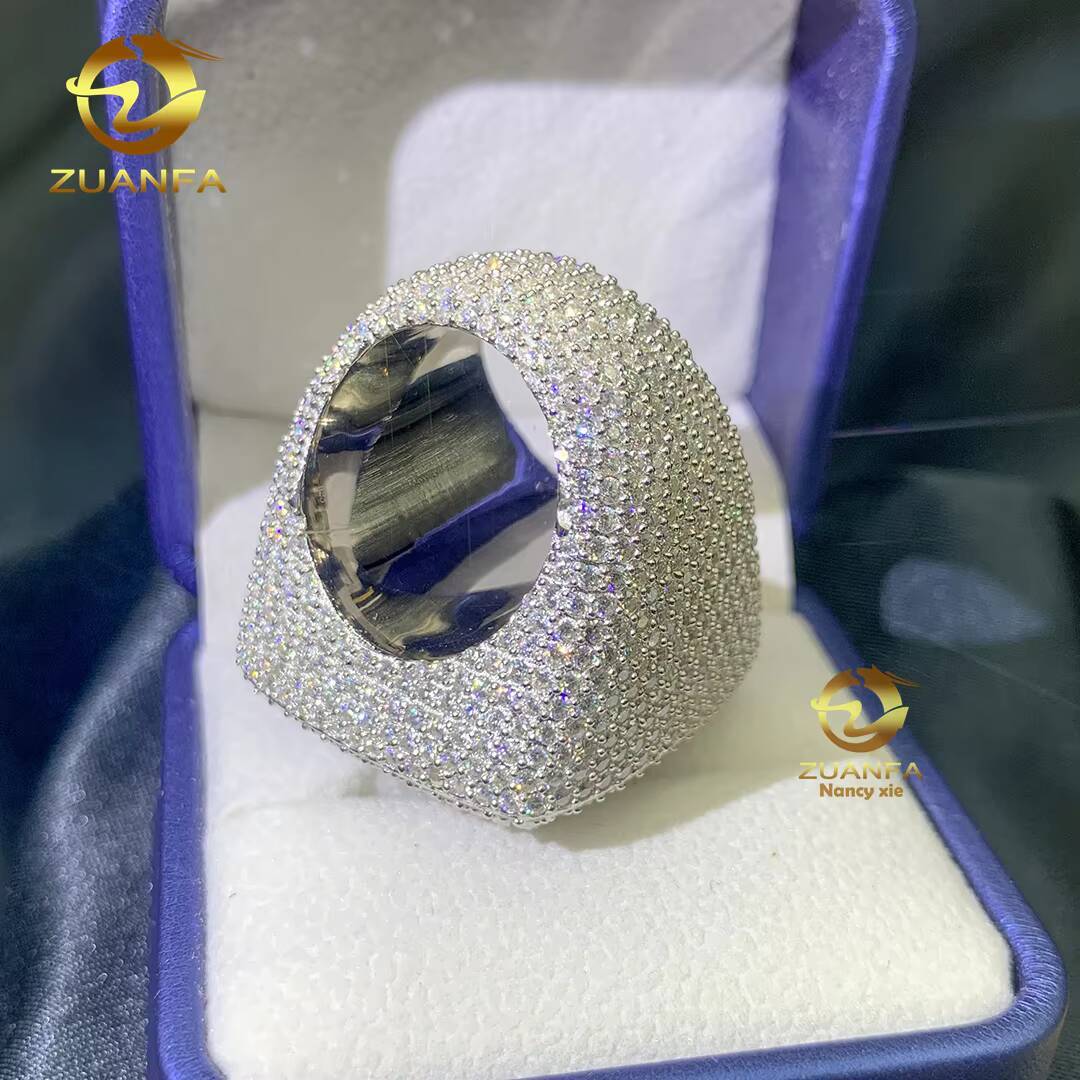 New Designs Ready to Ship Hip Hop Jewelry 925 Sterling Silver VVS baguette Moissanite Diamond Iced Out Rings for Men