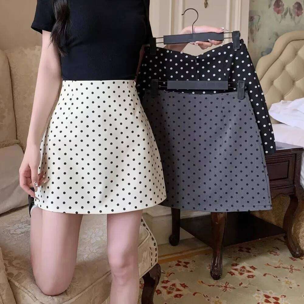Fashion XS/S/M/L/XL Half Body High Waist Slimming A-Line Short Polka Dot Casual Hip Wrapped Skirt Female XJ260309