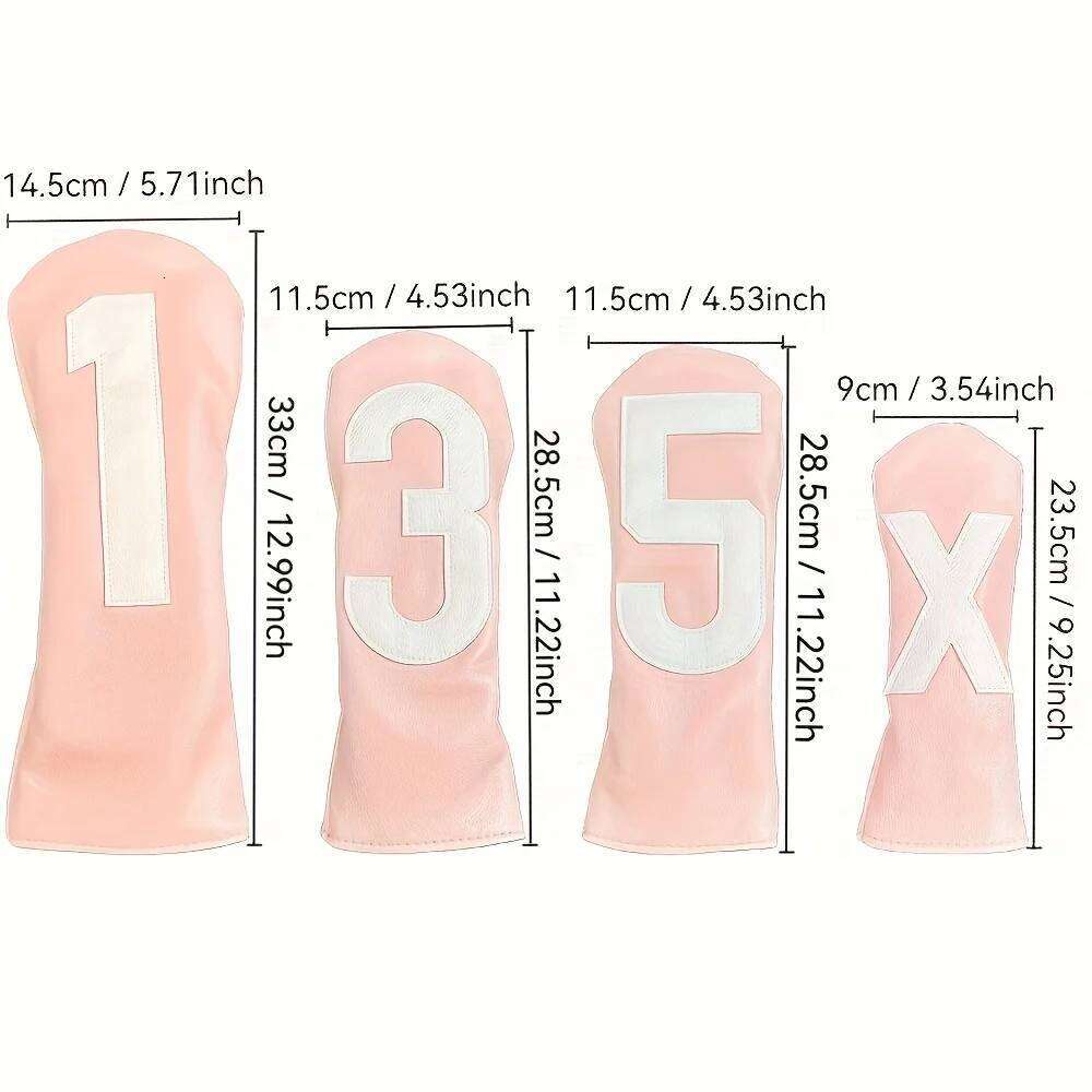 Club Head Covers: Fairway Wood Headcovers for Driver No.1/Fairway No.3/5 - PU Fabric, Elastic Closure 26Y0309