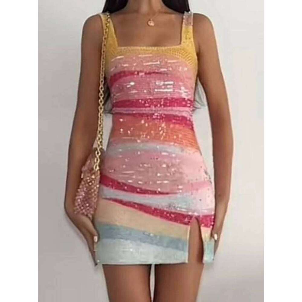 Muse Elegant Lady Fit Banquet Short Fashion Sequins Sleeveless Halter Evening Summer New Women High Waist Wrap Hips Dress