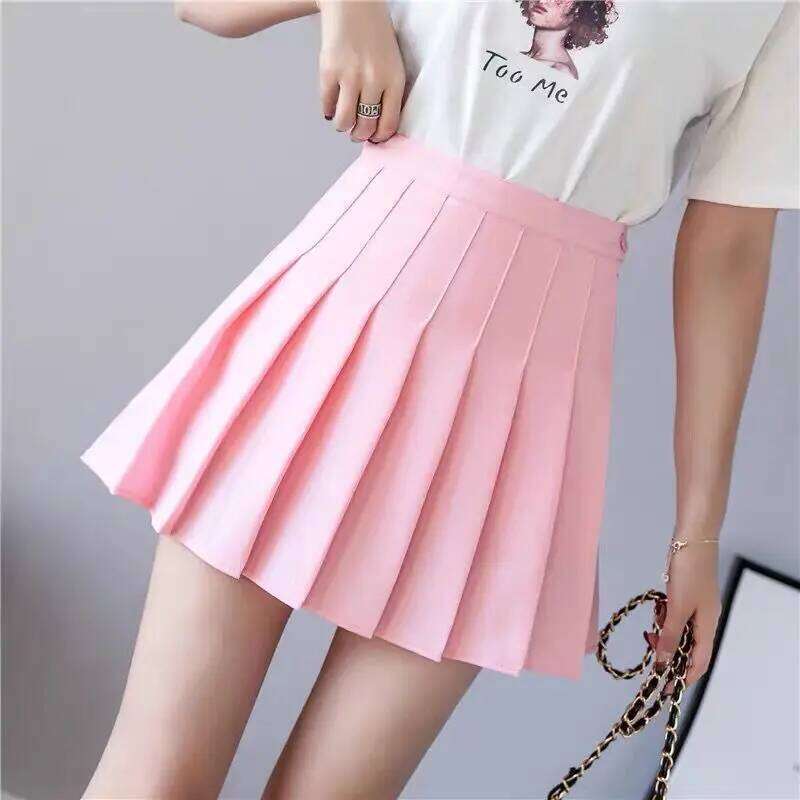 Pleated women's short autumn/winter 2025 new high waist slimming A-line plus size college skirt XJ260309