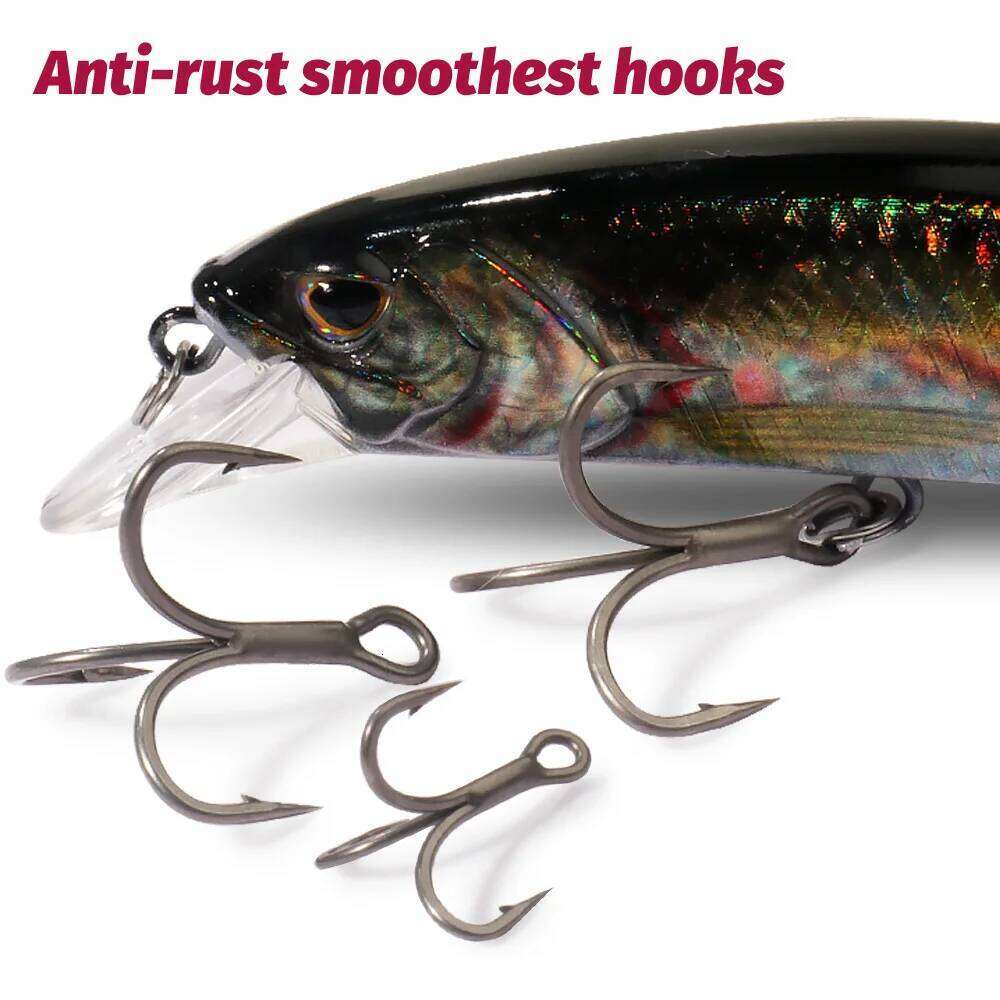 20PCS Teflon Treble Hooks 2#-10# Fishhooks Angle Barbed Sharp High Carbon Steel Nickel Antirust Lure Fishing Tackle Fish Hook S260305