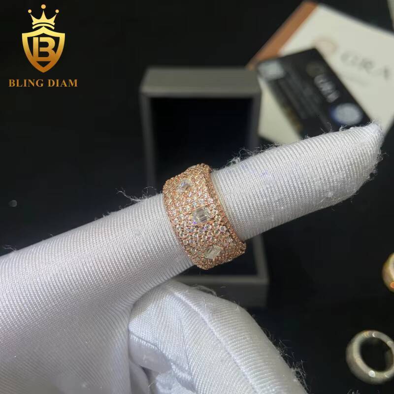 Hot Sale High Quality Diamond Ring 925 Silver Moissanite Rings Iced Out Moissanite Hip Hop Style Jewelry Pass Diamond Test GRA