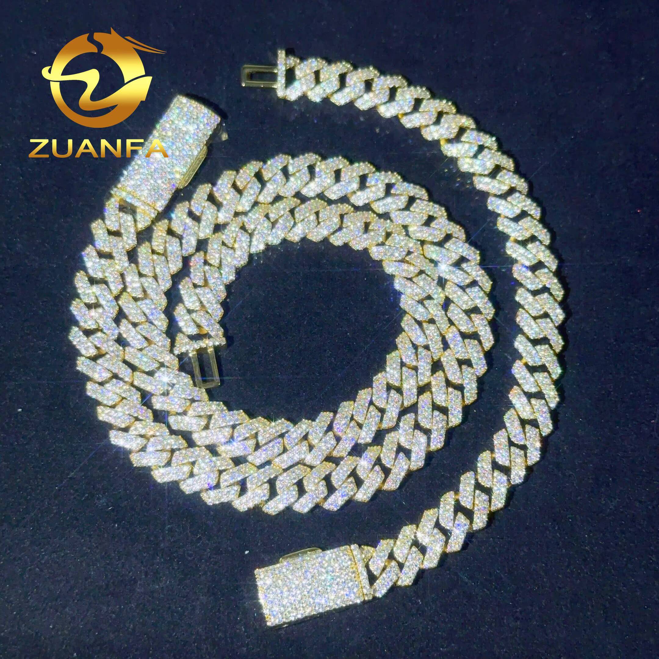 Fast Shipping Moissanite Diamond Hip Hop Jewelry 10mm Moissanite Cuban Link 925 Silver Iced Out Cuban Bracelet Chain