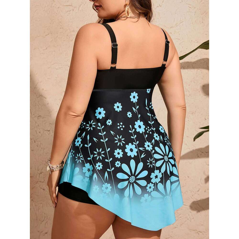 Plus Size Swimsuit Women Tankini Black Big Large Chubby Summer Swimdress Bikini Beachwear Swimwear Mujer 2025 Bathing Suit 5XL XJ260206