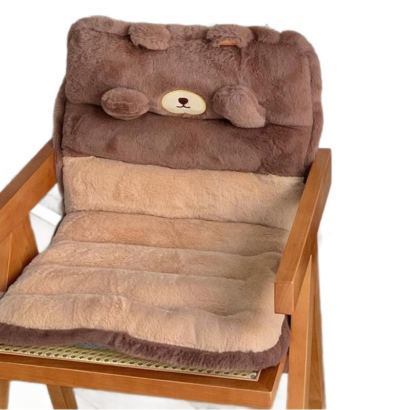 Plush Thickened Seat Cushion, Rabbit Fur, Backrest Integrated, for Office Dormitory