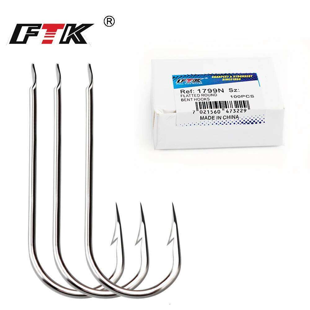FTK Barbed Fish Hook Fishhook 100PCS/LOT Size1#-Size10# High Carbon Steel Jigging Carp Anzol Fishhooks Fishing Tackle S260305 aef