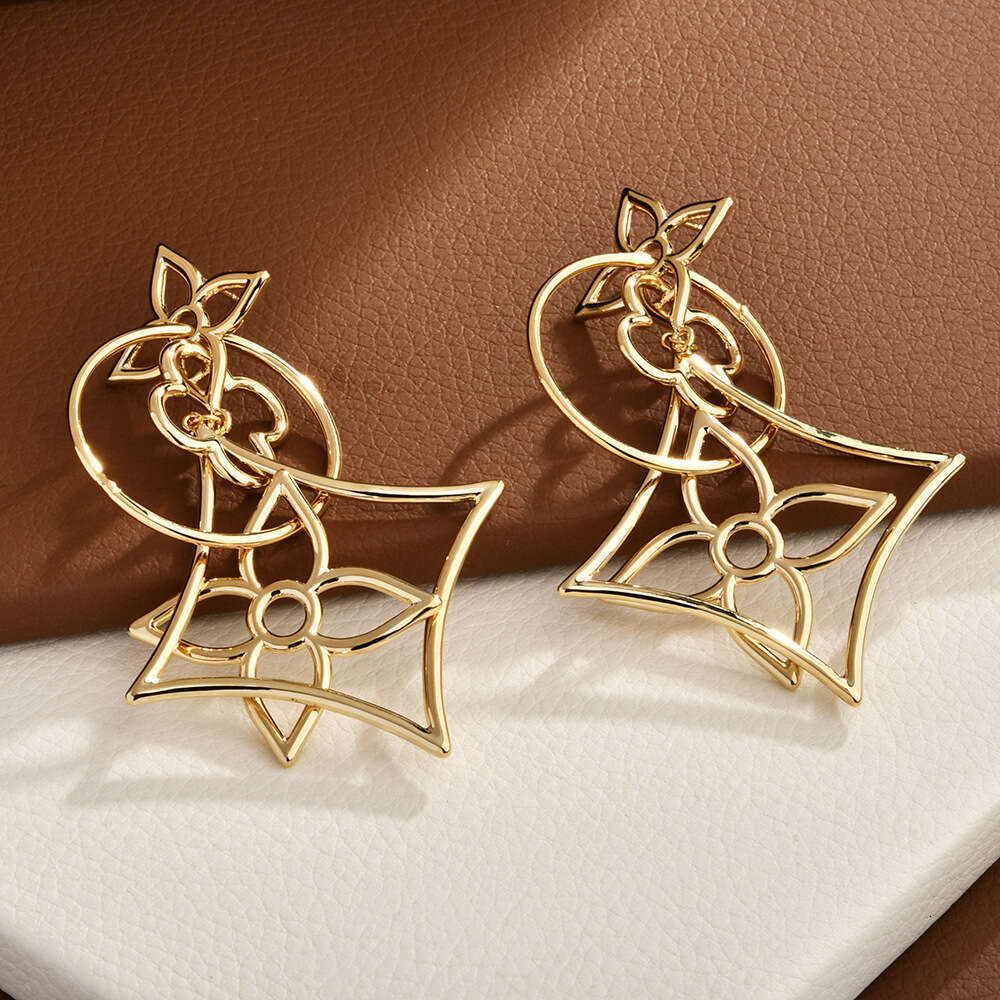Womens Jewelry Earrings stud fashionable gold geometric earrings hollow square circle simple personality earrings perfect for casual gathering