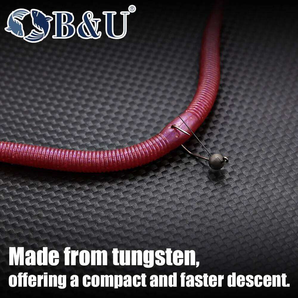 B&U Tungsten Inch Wacky Drop Shot Weedless jig hook for worm soft lure bait ,round head crank jigging fishing hooks S260305